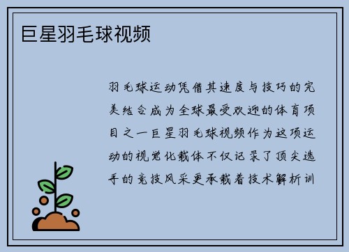 巨星羽毛球视频